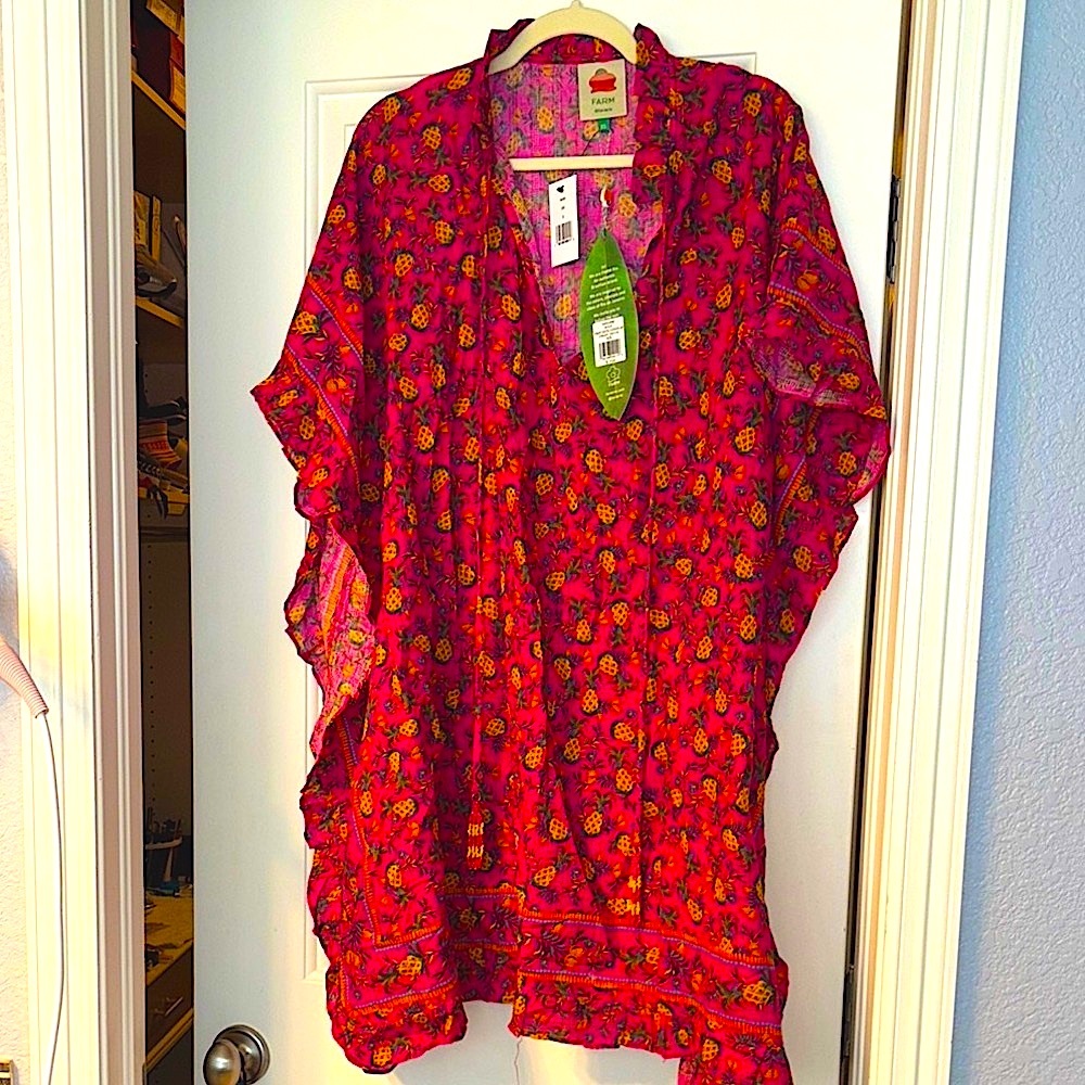 FARM Rio Pink and Orange Floral Cover-Up